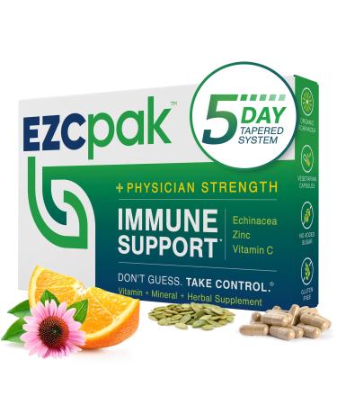 EZC Pak 5-Day Tapered Immune Support Booster - Vitamin Immune Support Supplement Echinacea Zinc Vitamin C Vitamins for Immune System Support Immune Boosters for Adults - Immune Support Vitamins 1 Count (Pack of 1)