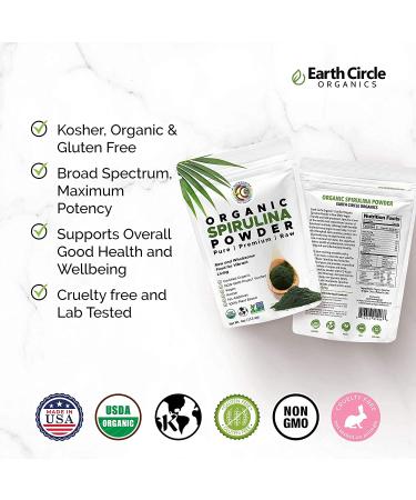 Earth Circle Organics Spirulina Powder 4 oz - Organic Superfood, Nutrient-Dense Supplements - Buy Online on GoSupps.com