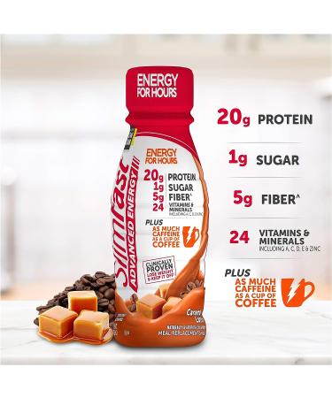 SlimFast Advanced Energy High Protein Shake, Caramel Latte Flavor - 15 Count, 20g Protein, Ready to Drink with Caffeine - 11 Fl. Oz Bottle - Buy Online on GoSupps.com