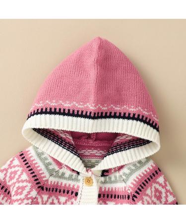 North Edge Baby Hooded Cardigan Sweater | Newborn Infant Girl Boy Warm Knit Coat | Light Weight Jacket 18-24 Months (Pink) - Buy Online on GoSupps.com