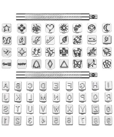 70 Pieces Leather Craft Stamping Tools Include 68 Pieces Alphabet  Number and Pattern Leather Craft Stamps  2 Pieces Leather Punch Tools