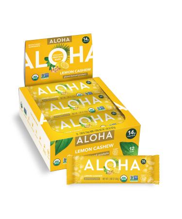 ALOHA Organic Plant Based Protein Bars - Lemon Cashew - Single Bar - Vegan, Low Sugar, Gluten-Free, Paleo, Low Carb, Non-GMO, No Stevia & No Erythritol