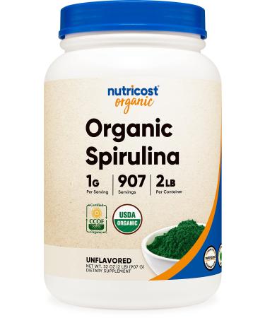 Nutricost Organic Spirulina Powder 2 LB - Pure, Certified Organic Spirulina 2 Pound (Pack of 1)