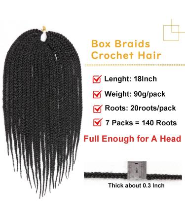 Goddess Box Braids Crochet Hair 18 Inch 7 Packs Prelooped Jumbo Braiding Hair for Black Women - 1B - Buy Online on GoSupps.com