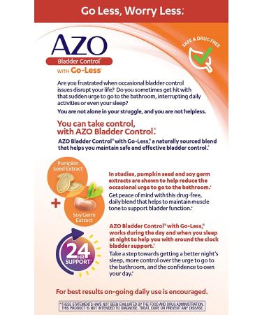 AZO Bladder Control with Go-Less - 54 Capsules for Occasional Urgency & Leakage Relief - Buy Online on GoSupps.com