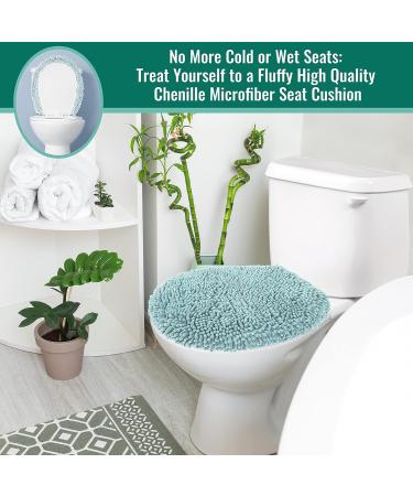 MAYSHINE Plush Shaggy Black Toilet Seat Lid Cover | Soft Chenille Microfiber, Machine Washable | Absorbent Cushion for Comfort - Buy Online on GoSupps.com