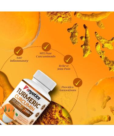 Turmeric Curcumin 95% Pure Curcuminoids (150 count) - 1500 mg. Relieve Joint Pain Anti-Inflammatory & Provides Antioxidants - Buy Online on GoSupps.com