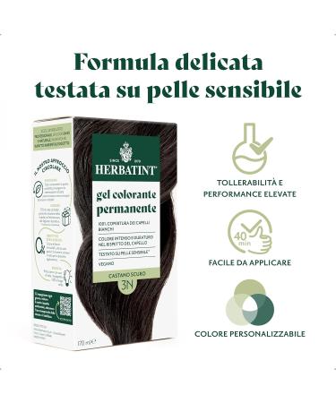  Herbatint Herbatint Permanent Hair Color Gel 3N Dark Brown - 170ml | Ammonia-Free 100% White Hair Coverage | for Sensitive Skin with 8 Organic Natural Extracts - Buy Online on GoSupps.com