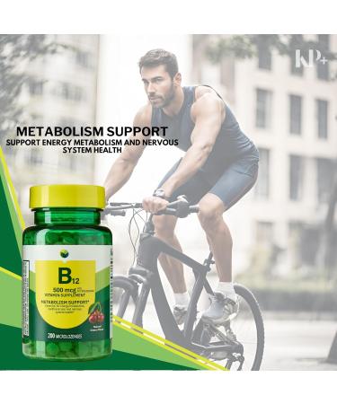 KP+ Spring Valley Vitamin B12 | B12 500 mcg Vitamin Supplement | Metabolism Support | Natural Cherry Flavor | 200 Microlozenges | Pack of 1 - Buy Online on GoSupps.com
