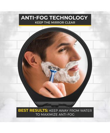 HoneyBull Fogless Shower Mirror with Razor Holder - Swivel Small Mirror for Shaving | Bathroom Accessories - Holds Razors (Black) - Buy Online on GoSupps.com
