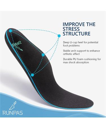 Orthotic Insoles for Plantar Fasciitis Relief | Arch Support for Flat Feet | Men 10-11.5, Women 12-13.5 - Buy Online on GoSupps.com