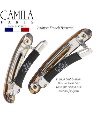 Camila Paris CP3327 French Hair Barrette Clip Set - Small Gold Clips for Girls and Women - Strong Hold Grip - No Slip Rubberized Automatic Clasp - Stylish Hair Accessories - 2 Inch - Pack of 2 - Buy Online on GoSupps.com