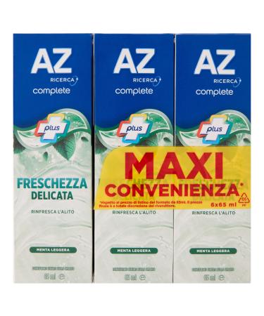 AZ RICERCA AZ Multi Complete Protection Toothpaste delicate freshness deep cleaning light mint flavor maxi pack of 6 x 65ml boxes