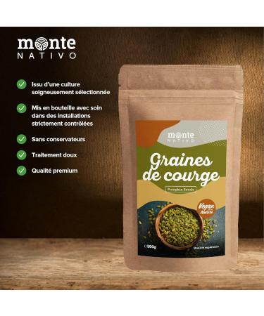Graines de Courge crues Monte Nativo (500g) - Graines de Courge nature - Pumpkin Seeds raw - pices aromatiques s ch es avec soin id ales pour Cuisiner et Assaisonner - Ar me et Go t intenses Graines de citrouille 500 g (Lot de 1) - Buy Online on GoSupps.com
