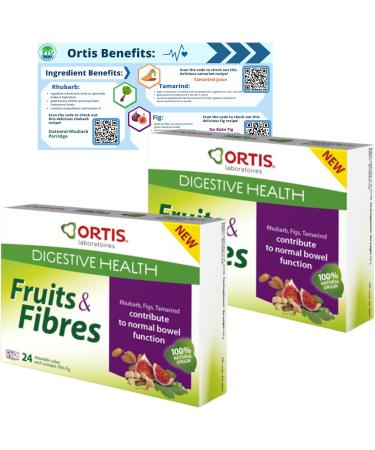 Constipation Relief Supplements Bundle Includes 2 Packs of Ortis Fruits and Fibres Cubes (24 Cubes per Pack) with Go2 Health Ortis Benefits Card - Buy Online on GoSupps.com