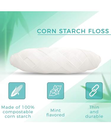 Eco-Friendly Dental Floss | Bamboo Charcoal | Refillable Glass Holder & Vegan Corn Starch Refill | Zero Waste Mint Flavored Floss - Tiny Panda - Buy Online on GoSupps.com