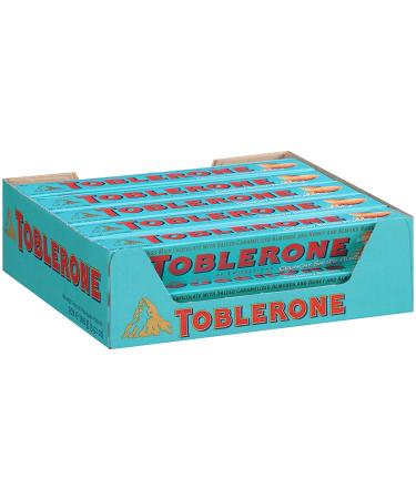 Toblerone Swiss Milk Chocolate with Salted Caramelized Almonds & Honey Almond Nougat - 20 Bars - Buy Online on GoSupps.com