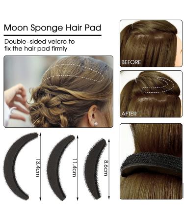 12 Pieces Hair Base Sponge & Clip Combo for Voluminous Hair - Black, Coffee, Dark Brown - Buy Online on GoSupps.com