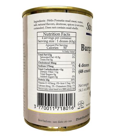 French Helix Pomatia Wild Burgundy Escargots Snails 48 Pieces - Canned | Imported from France - Buy Online on GoSupps.com