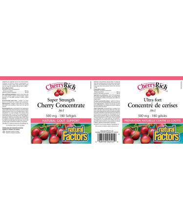 CherryRich Super Strength Cherry Concentrate - Antioxidant Support for Joints & Uric Acid Metabolism | 180 Softgels - Natural Factors - Buy Online on GoSupps.com