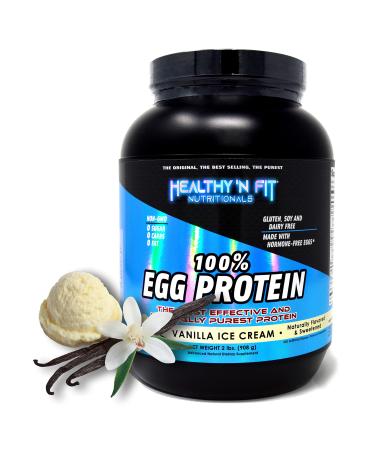 Healthy ‘N Fit 100% Egg Protein- Vanilla Ice Cream (2lb): 100% Egg White Protein Plus Natural Peptides. Pure, All Naturally Sweetened Protein