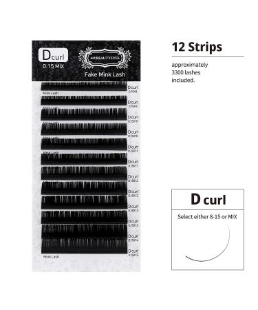 D Curl Fake Mink Lash Individual Eyelash Extension Supplies - Mixed Tray 0.15mm Thickness - Salon Quality - Buy Online on GoSupps.com