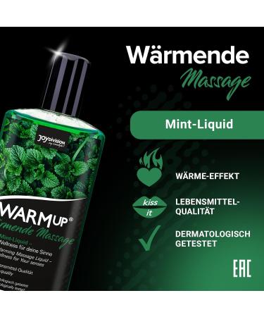 JoyDivision Warmup Massage Oil Mint 150 ml - Warming Massage Oil with Mint Fragrance & Taste | Heat Effect Massage Liquid for Relaxation - Buy Online on GoSupps.com