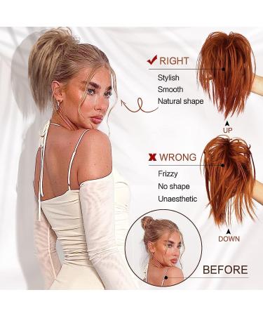 Copper Red Messy Bun Hair Extension | Claw Clip Ponytail Synthetic Hairpiece for Women & Girls - Buy Online on GoSupps.com