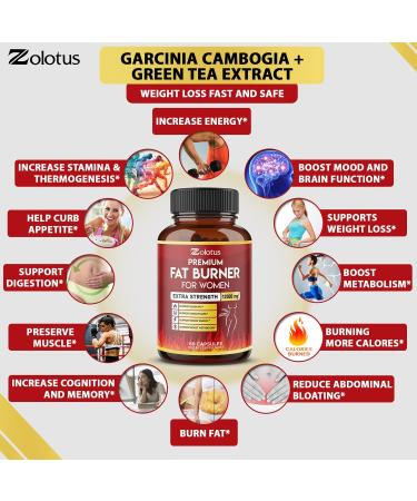 Premium Weight Loss Pills for Women & Men - Belly Fat Burners & Metabolism Booster - Green Tea Extract - Energy Pills - 2 Months Supply - Buy Online on GoSupps.com