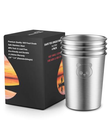 SHAPING YOU UNIQUE FARSEE Stainless Steel Cups For Kids and Toddlers 8 oz Stainless Steel Sippy Cups Paired With Silicon Sippy Lids Metal Drinking Glasses - 4 Pack