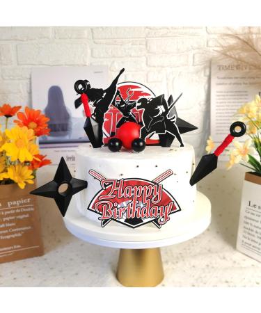 DRWATE Ninja Cake Topper Samurai Birthday Cake Decorations with Red Black balls for Ninja Samurai Party Baby Shower Warrior Theme Birthday Party Supplies (01) - Buy Online on GoSupps.com