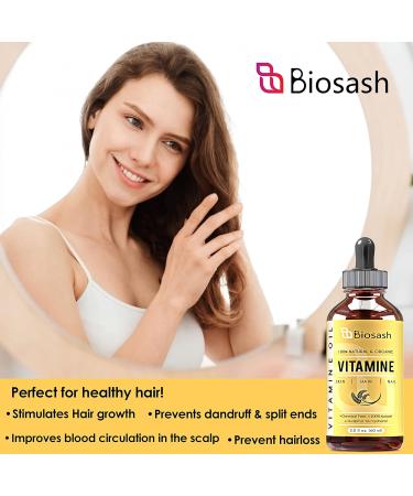 Biosash 100% Pure Vitamin E Oil for Skin, Face, Hair Growth - Organic Plant-Based d-Alpha-tocopherol Body Oil - Moisturizes Skin, Hair & Nails 60ml - Buy Online on GoSupps.com