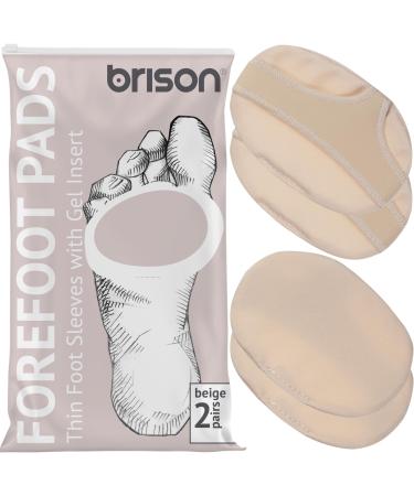 Brison Metatarsal Pads for Women Men Ball of Foot Cushion Sleeves Burning Sensations Forefoot Blisters Metatarsalgia Pain Relief Foot Health Care Tight Fitting Feet - 2 Pairs (Beige Medium) Beige Medium