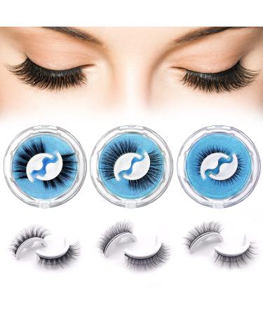 Self Adhesive False Eyelashes 3 Different Types Adhesive Lashes No Glue Needed Reusable Waterproof False Eyelashes Natural Look for Makeup 3 Pairs