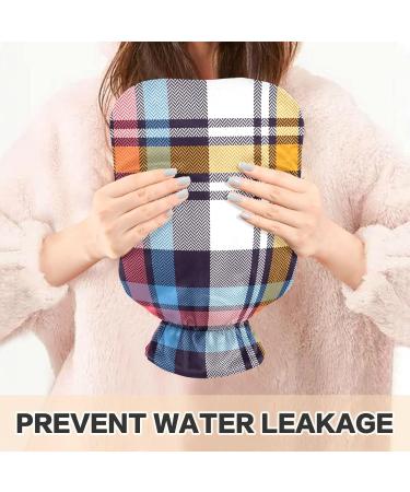 NAANLE 1L Hot Water Bottle with Cover | Blue Pink Tartan Plaid - Back Pain Relief Hand/Foot Warmer and Neck Comfort - Ideal for Heat & Cold Therapy - Buy Online on GoSupps.com