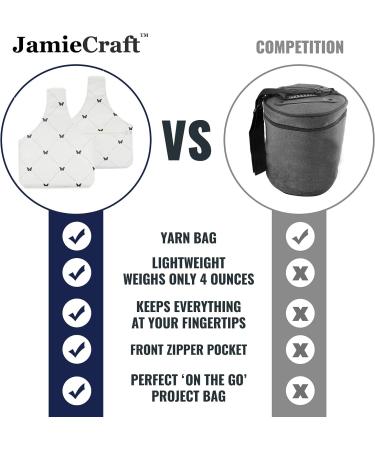 JamieCraft Yarn Bag - Portable Canvas Wrist Bag for Crochet & Knitting On The Go - Holds Supplies & 14 Inch Needles/Hooks - Butterflies - Buy Online on GoSupps.com