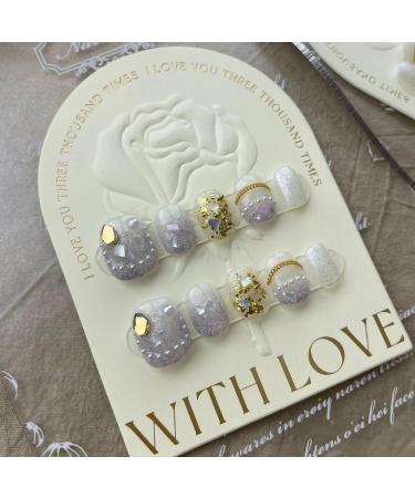 New Handmade Nail Wearing Heavy Industry Long Nail Handmade Nail Beautification False Nail Patch(Purple M)