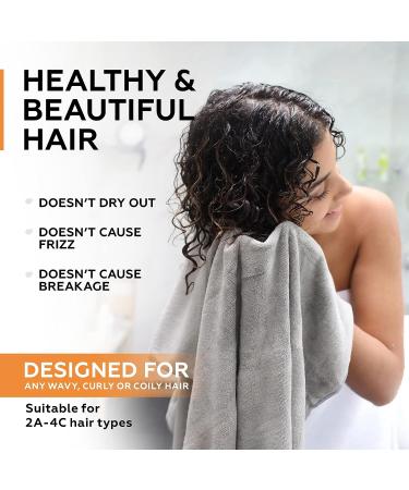 Quick Dry Microfiber Hair Towel Wrap for Curly Hair | 20x40 inch Gray Towel with Elastic Strap for Drying and Plopping - Buy Online on GoSupps.com