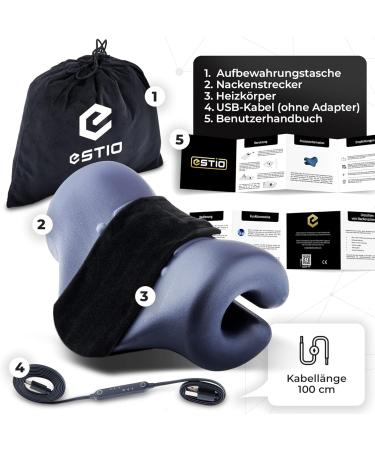 ESTIO Neck Extension with Heat - Tease Stretcher for Neck Pain Relief & Headache Savior - Orthopedic Dark Blue Cloudy Neck Support - Buy Online on GoSupps.com