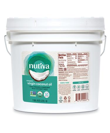 Nutiva Organic Cold-Pressed Virgin Coconut Oil, 1 Gallon, USDA Organic, Non-GMO, Whole 30 Approved, Vegan, Keto, Fresh Flavor and Aroma for Cooking & Healthy Skin and Hair 128 Fl Oz (Pack of 1)
