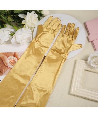 NQEUEPN Women Long Gloves Long Elbow Satin Gloves 21" Stretchy 1920s Opera Gloves Hand Care Moisturizing Gloves for Women Girls Evening Party Dance (Gold) - Buy Online on GoSupps.com