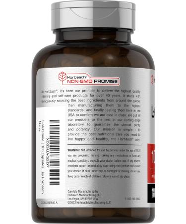Horbaach L Glutamine Capsules 1000mg | 180 Powder Pills | Supplement for Women and Men | Pre Workout & Post Workout | Non-GMO & Gluten Free - Buy Online on GoSupps.com