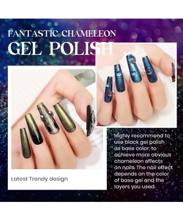 MIZHSE 8 Colors Chameleon Gel Nail Polish Glitter Gel Polish Set Shimmer Iridescent Color Blue Green Purple Shiny Nail Gel Soak Off Nail Art Salon Home - Buy Online on GoSupps.com