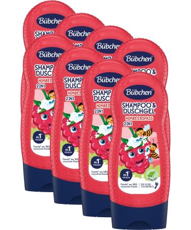 B bchen raspberry fun 2in1 shampoo & shower gel for children 8 x 230 ml-gentle hair wash and mild cleaning shower bath without silicones 8-pack