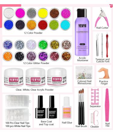Acrylic Nail Kit for Beginners and Professionals - Complete Nail Starter Set with Powder, Liquid Monomer, Glitter, and Tools - Buy Online on GoSupps.com