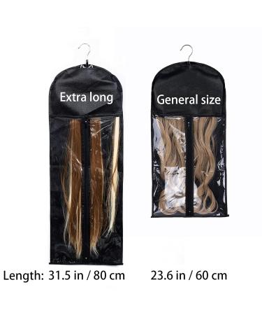 RJMBMUP 1 Pack Extra Long Hair Extension Holder Wig Storage Bag with Hanger Hairpieces Ponytail Bundles Storage Carrier Case for Store Style Hair Travel Hair Extensions Bag Black Color 1 pcs Extra-long Blcak - Buy Online on GoSupps.com