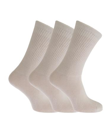 Universal Textiles Womens/Ladies Extra Wide Comfort Fit Diabetic Socks (3 Pairs) (US 6-10) (White)