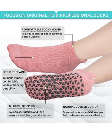 Non Slip Yoga Socks with Grips - 6 Pairs, Medium Size for Women and Men - Ideal for Pilates, Ballet, Barre, Hospital - Anti Skid Barefoot Socks - Buy Online on GoSupps.com