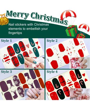 Kalolary 12 Sheets Christmas Nail Polish Stickers - Self-Adhesive DIY Nail Art Wraps with Nail File - Buy Online on GoSupps.com