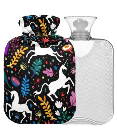 Naanle unicorn flowers heat bottle with reference warm and cold therapy Transparent hot water bottle 1l warm head for bed handfoot heat pain relief